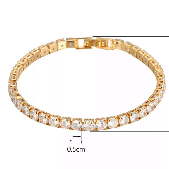14K Gold Plated diamond Tennis Bracelet - Picture 4 of 5